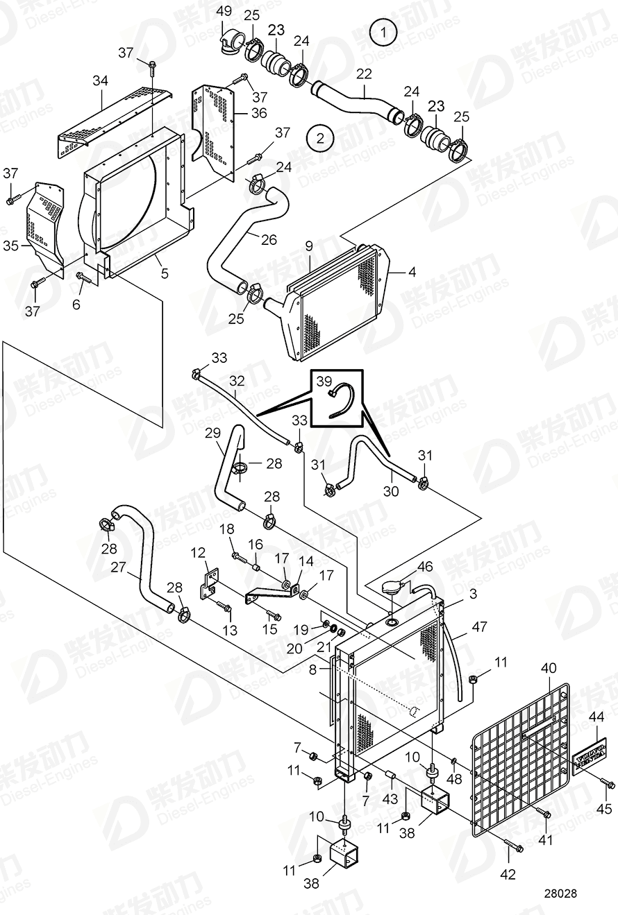 VOLVO Charge air hose 3808953 Drawing